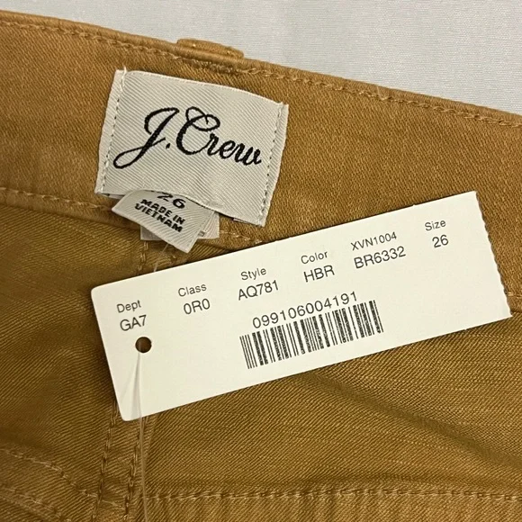 J.Crew Garment-dyed demi-boot crop pant in Honey Brown Size 26 NWT - Picture 9 of 10